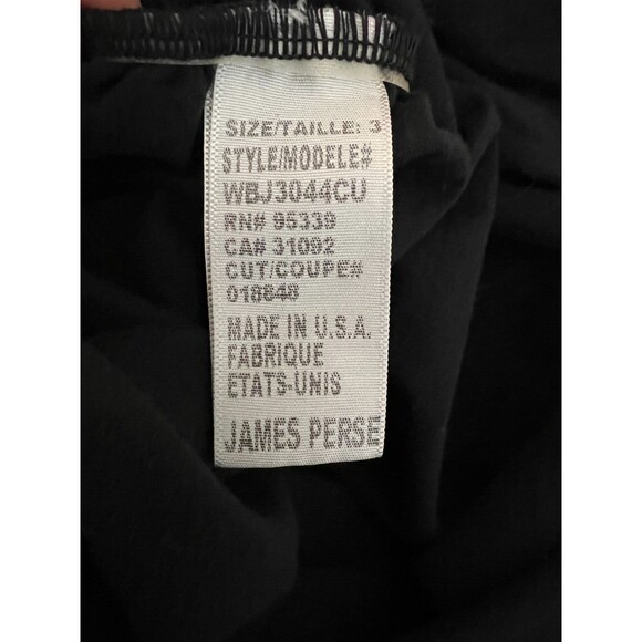 Standard James Perse Top Womens 3 Large Black Long Sleeve Ruched Side Tee Shirt - Picture 12 of 14